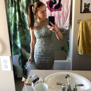 Beautiful Mesh Jeweled Evening Dress